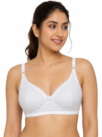 Intihug Floret White Bra | Unique Self-Design Texture