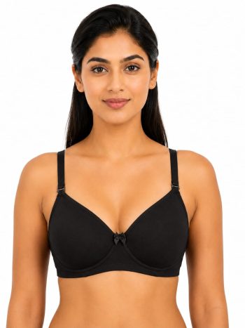 Intihug Chick Lit Black Bra | Premium Cotton Spandex Fit | Non-Padded