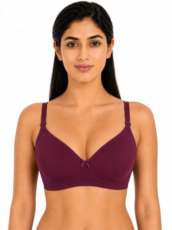 Intihug Chick Lit Purple Bra | Premium Cotton Spandex Fit | Non-Padded