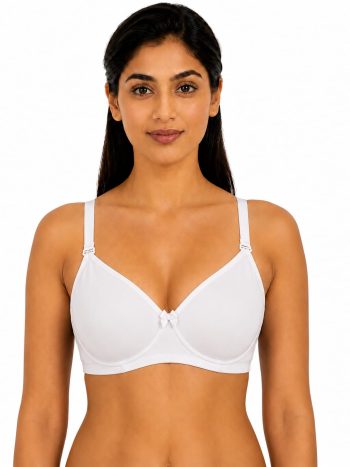 Intihug Chick Lit White Bra | Premium Cotton Spandex Fit | Non-Padded