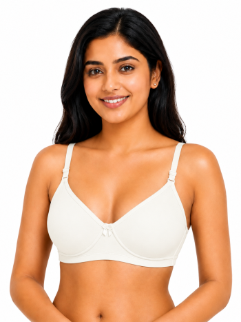 Intihug Grace White Non Paded Bra | Moulded bra
