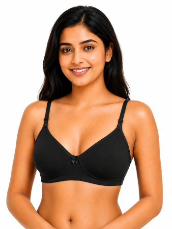 Intihug Grace Black Non Paded Bra | Moulded bra