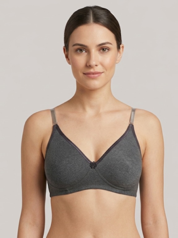 Intihug Tender Charcoal Bra | Seamless Backless Style in Melange