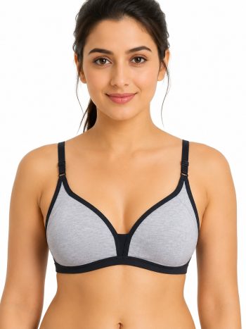 Intihug Zeal Grey Melange Bra | Stylish Double Toned Performance